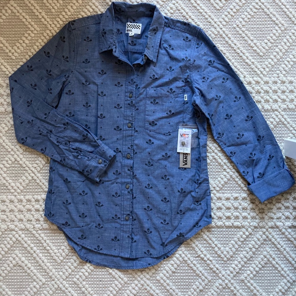 Vans skull button up denim chambray shirt